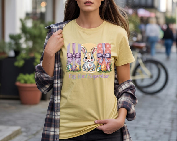 Egg Hunt Supervisor Shirt, Funny Easter Mom Tee, Bunny Graphic Comfort Colors Shirt