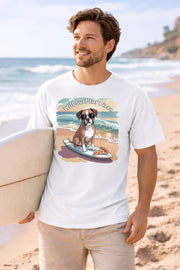 Will Surf for Pizza Shirt, Funny Beach Dog Graphic Tee, Summer Vacation T-Shirt
