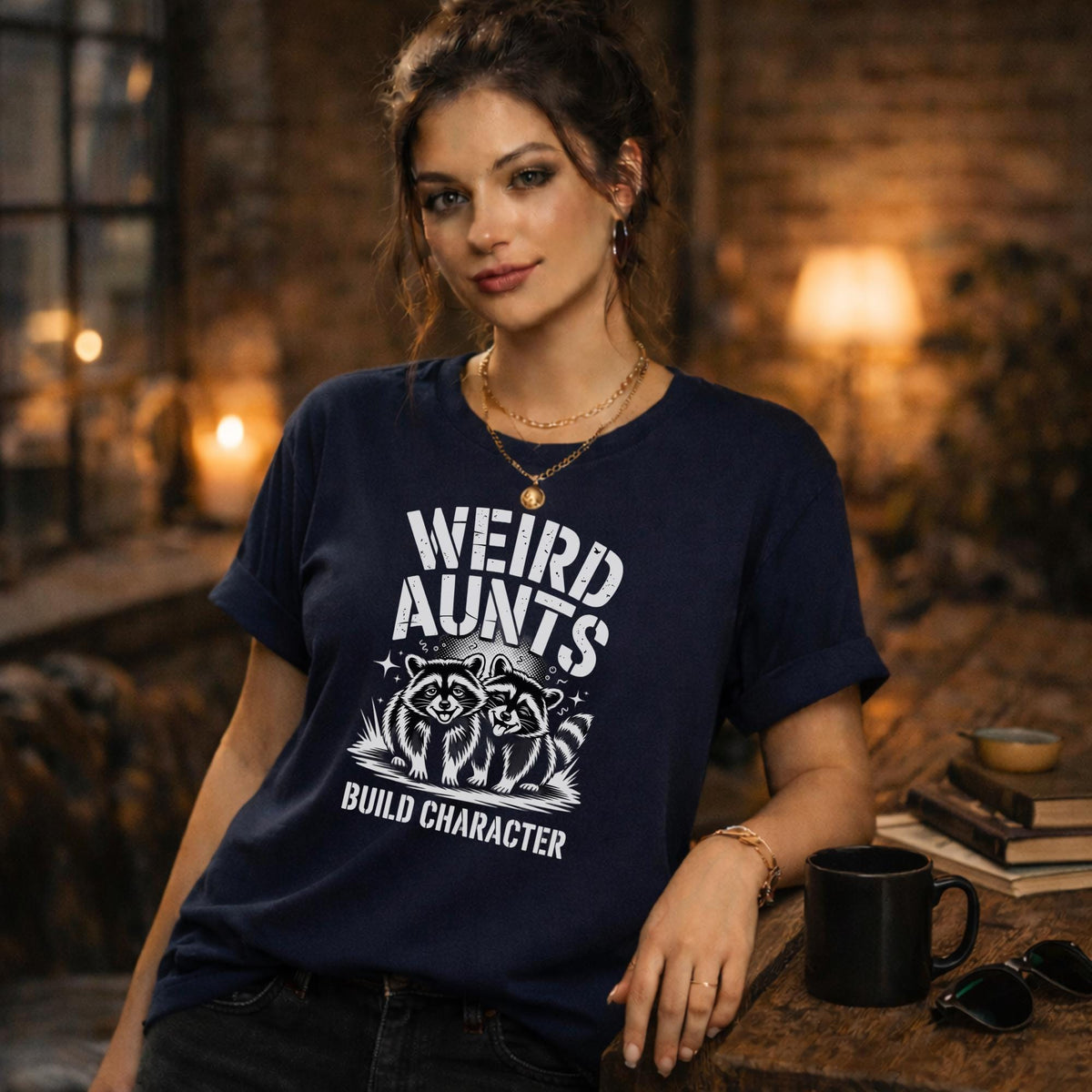 Funny Aunt Shirt, Weird Aunts Build Character Raccoon Tee Funny Mom Shirt Weird Moms Build Character Cool Aunt Gift Funny Mom Gift
