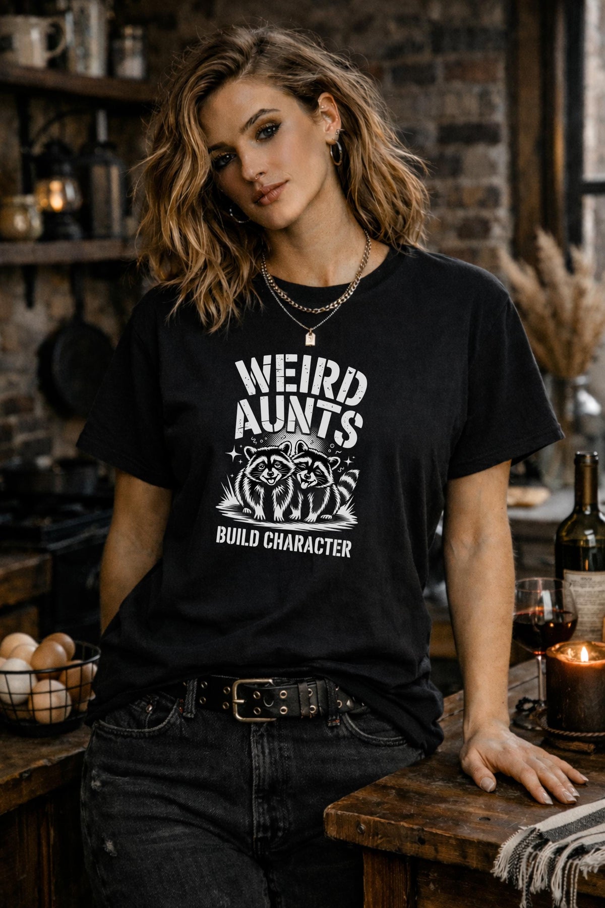 Funny Aunt Shirt, Weird Aunts Build Character Raccoon Tee Funny Mom Shirt Weird Moms Build Character Cool Aunt Gift Funny Mom Gift