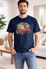 Life Is Short Drive Fast Shirt, Funny Dog Car Graphic Tee, Retro Sunset Comfort Colors 1717 T-Shirt