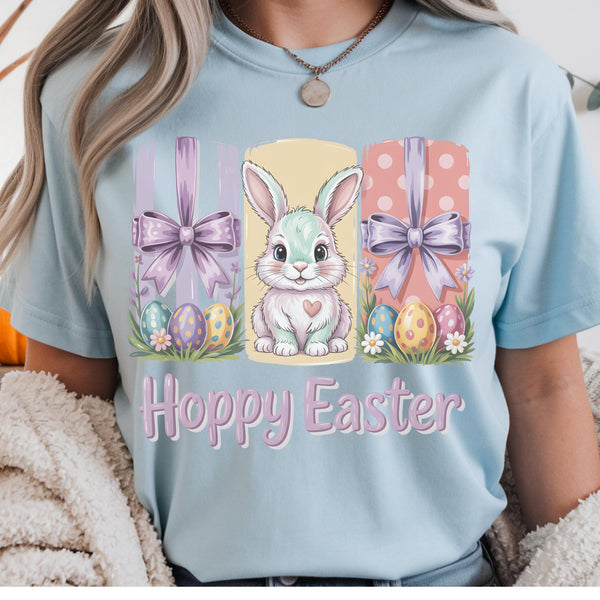 Happy Easter Bunny Shirt, Cute Pastel Easter Graphic Tee, Comfort Colors 1717 Spring Shirt