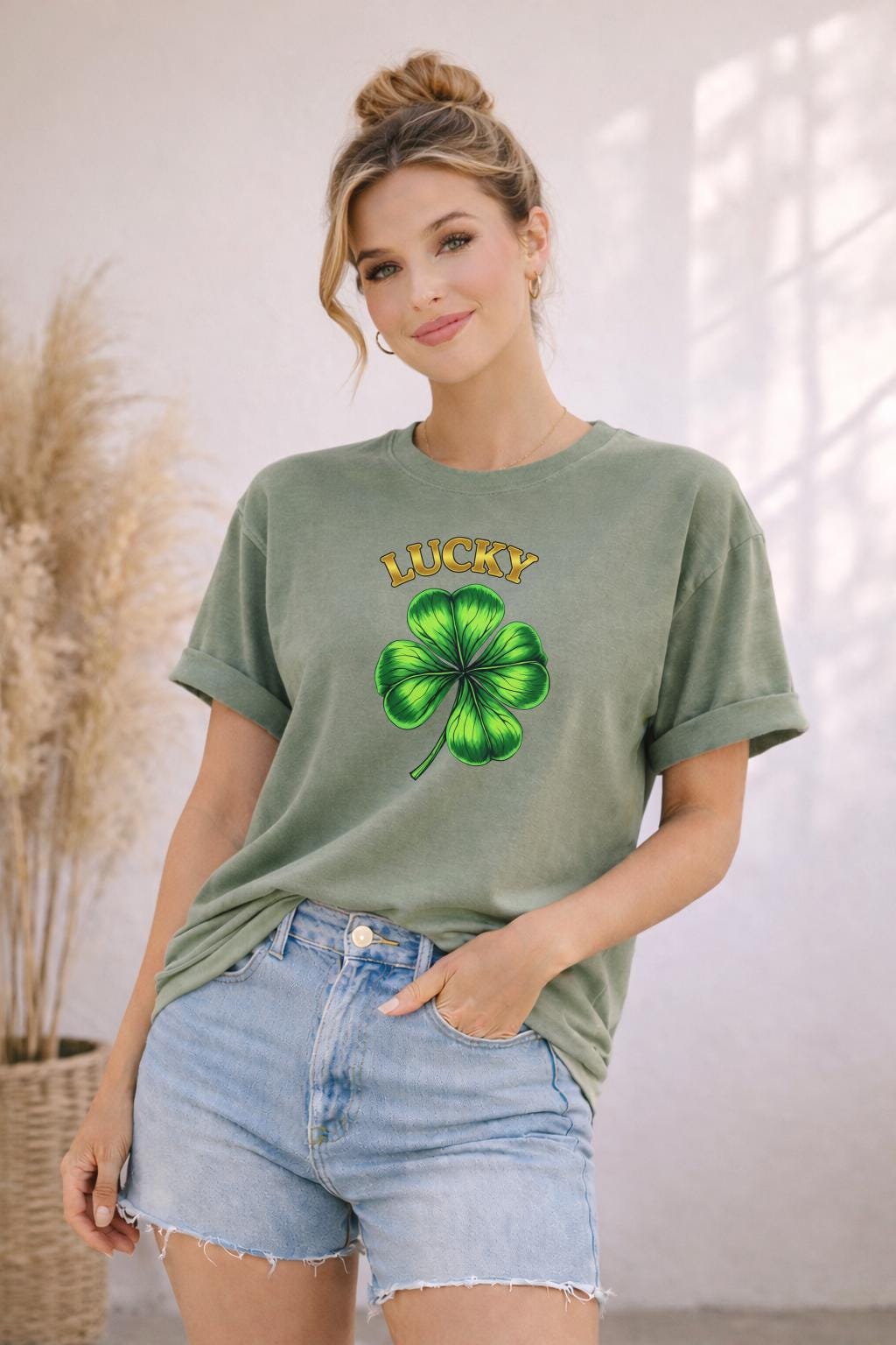 Lucky Shamrock Shirt, St Patricks Day Comfort Colors Tee, Irish Clover Graphic T-Shirt