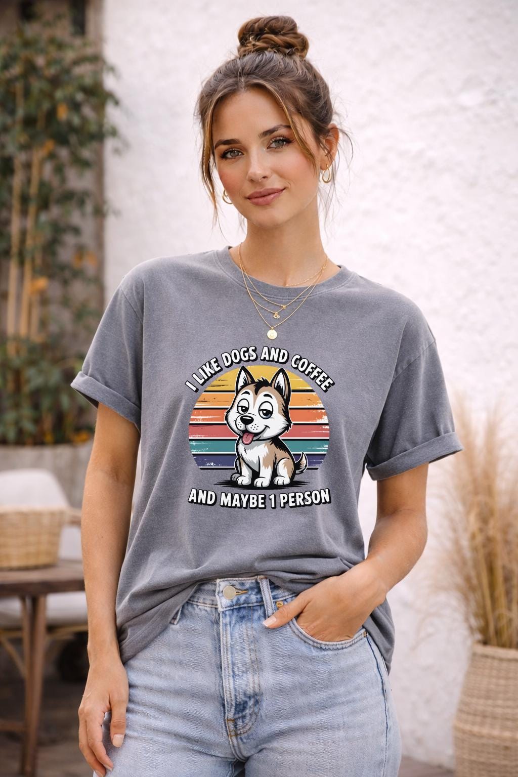 I Like Dogs and Coffee T-Shirt | Funny Dog Lover Tee | Comfort Colors Graphic Shirt | Introvert Humor Top