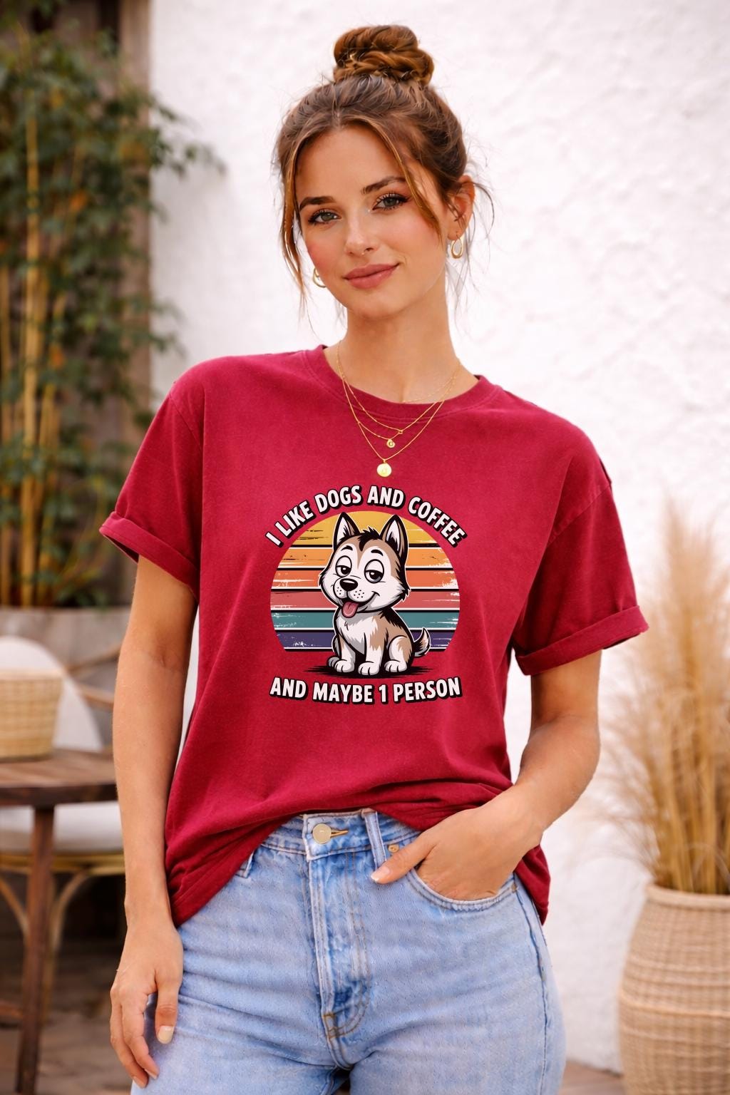 I Like Dogs and Coffee T-Shirt | Funny Dog Lover Tee | Comfort Colors Graphic Shirt | Introvert Humor Top