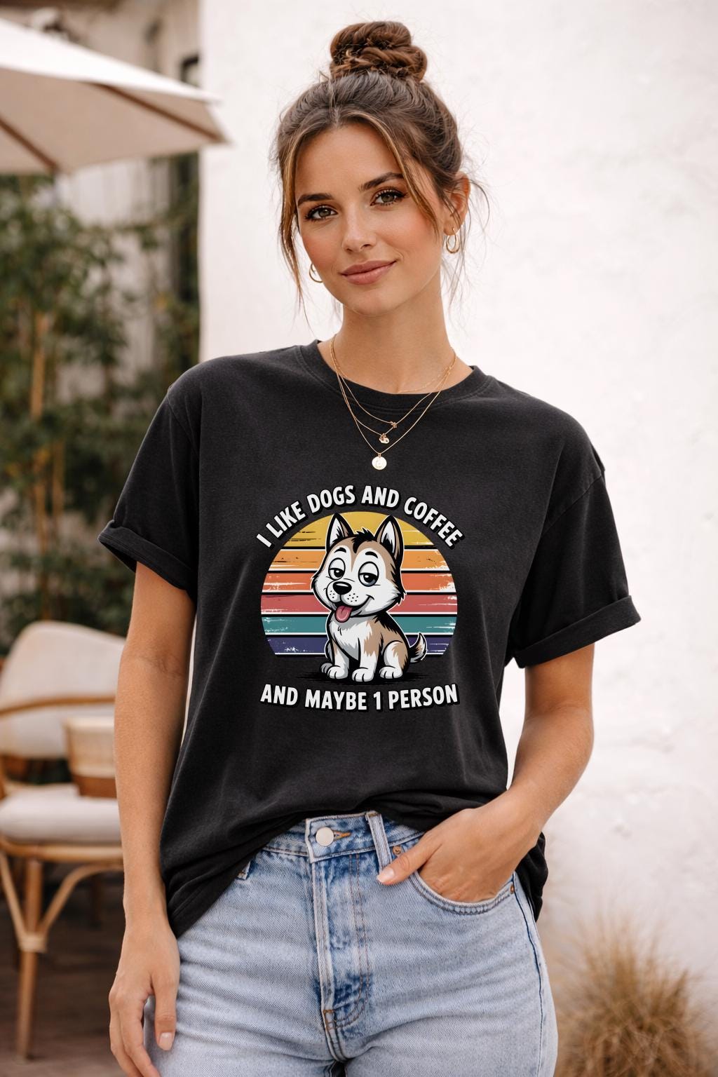 I Like Dogs and Coffee T-Shirt | Funny Dog Lover Tee | Comfort Colors Graphic Shirt | Introvert Humor Top