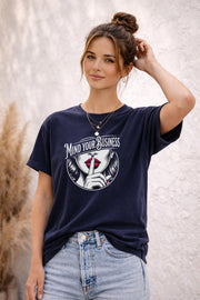 Mind Your Business Shirt, Sassy Graphic Tee for Women, Bold Attitude T-Shirt, Funny Statement Shirt, Trendy Black Tee Gift for Her