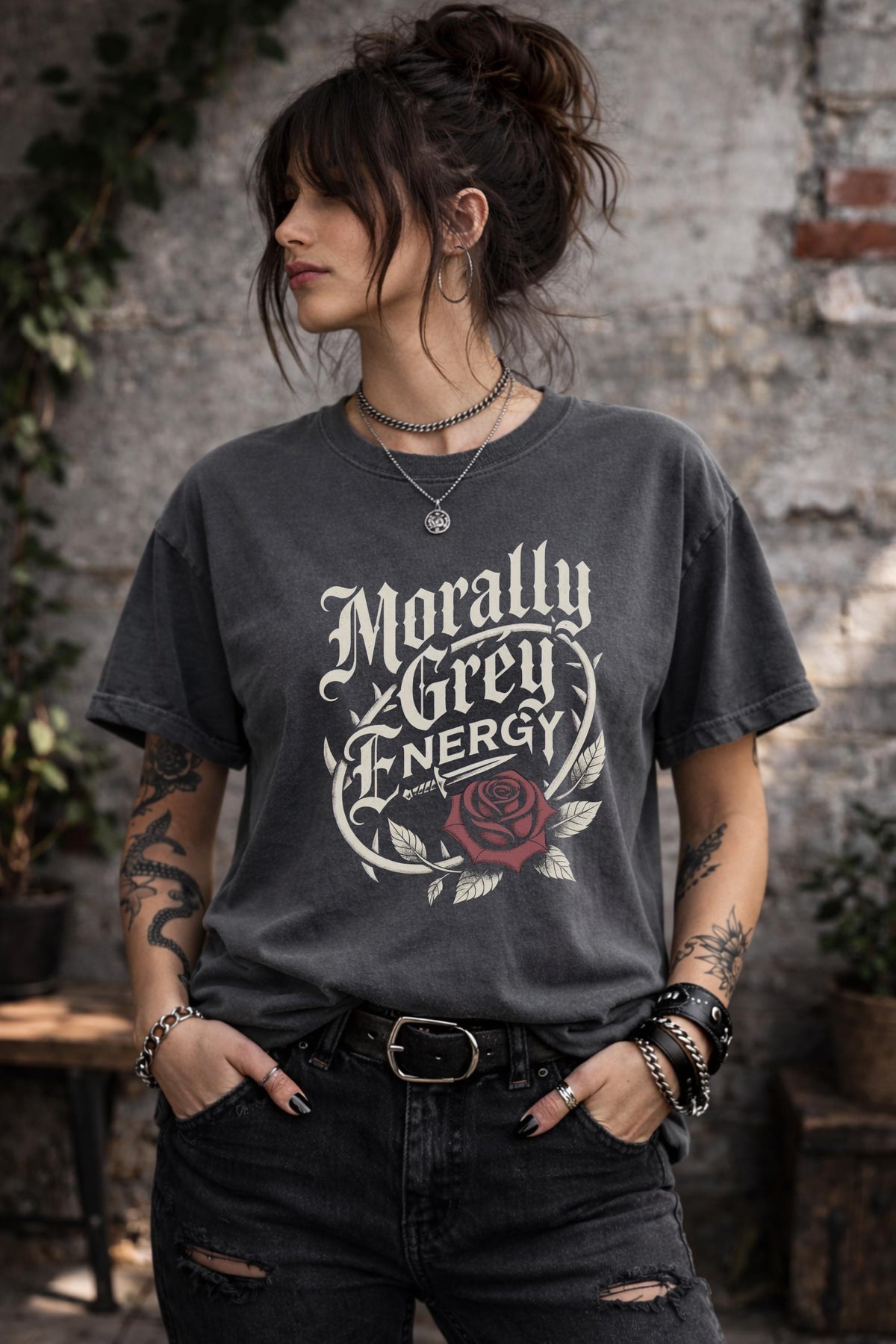 Morally Grey Energy Shirt, Dark Romance Shirt, Gothic Romance Tee, Booktok Reader Shirt, Dark Feminine Aesthetic Shirt, Romance Reader Gift