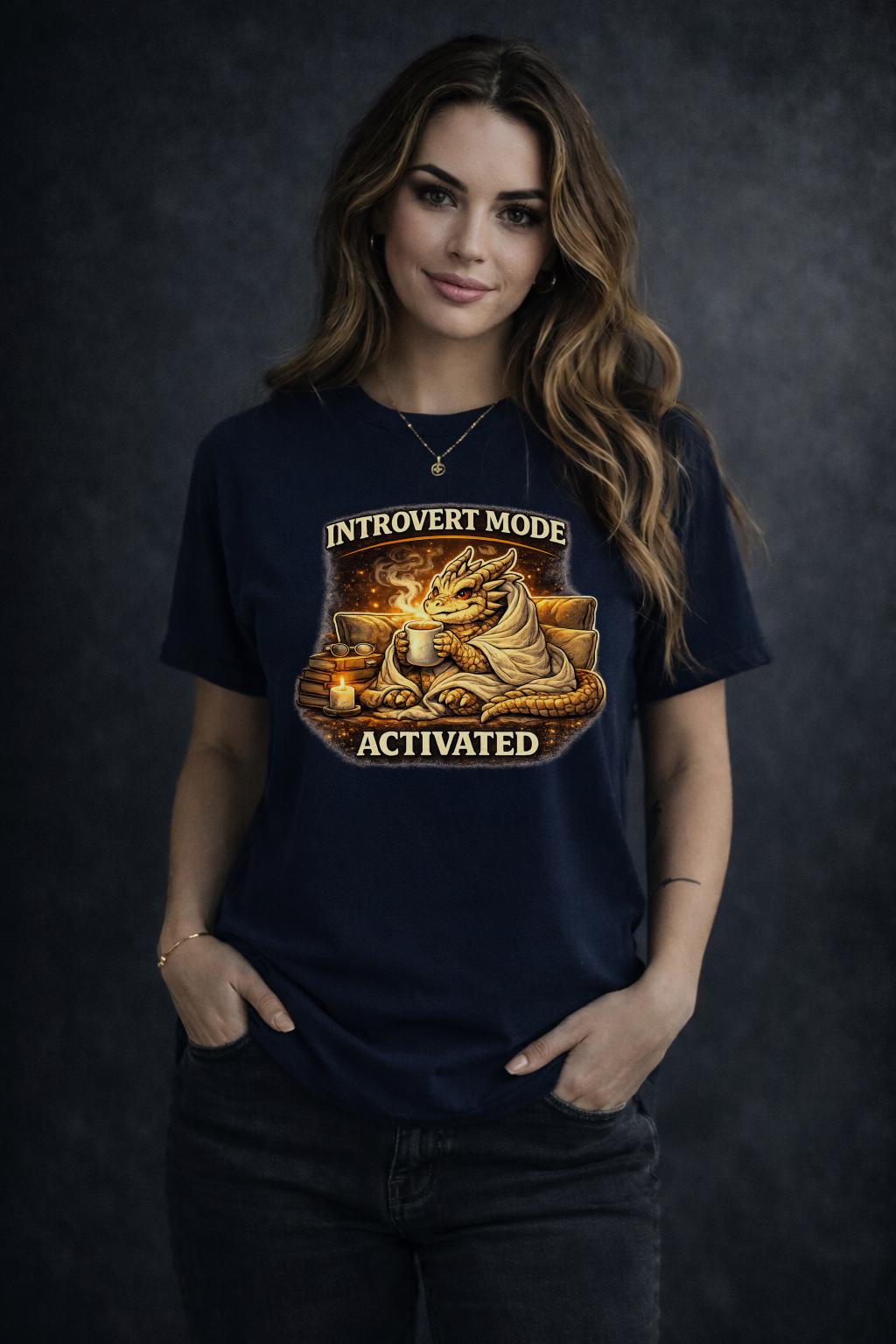 Introvert Mode Activated Shirt, Cozy Dragon Shirt, Introvert Shirt, Emotional Support Dragon Tee, Fantasy Dragon Shirt, Book Lover Gift