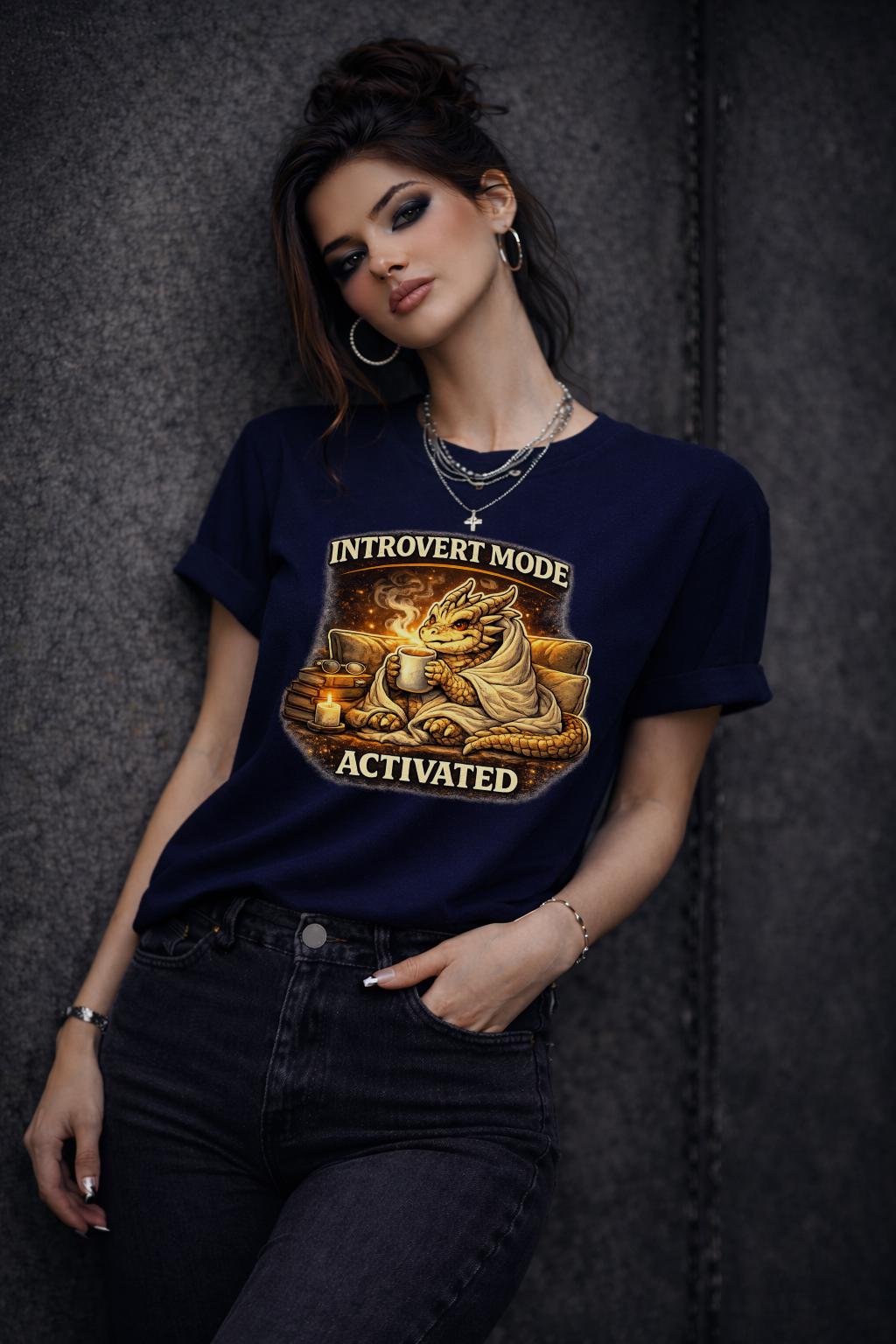 Introvert Mode Activated Shirt, Cozy Dragon Shirt, Introvert Shirt, Emotional Support Dragon Tee, Fantasy Dragon Shirt, Book Lover Gift