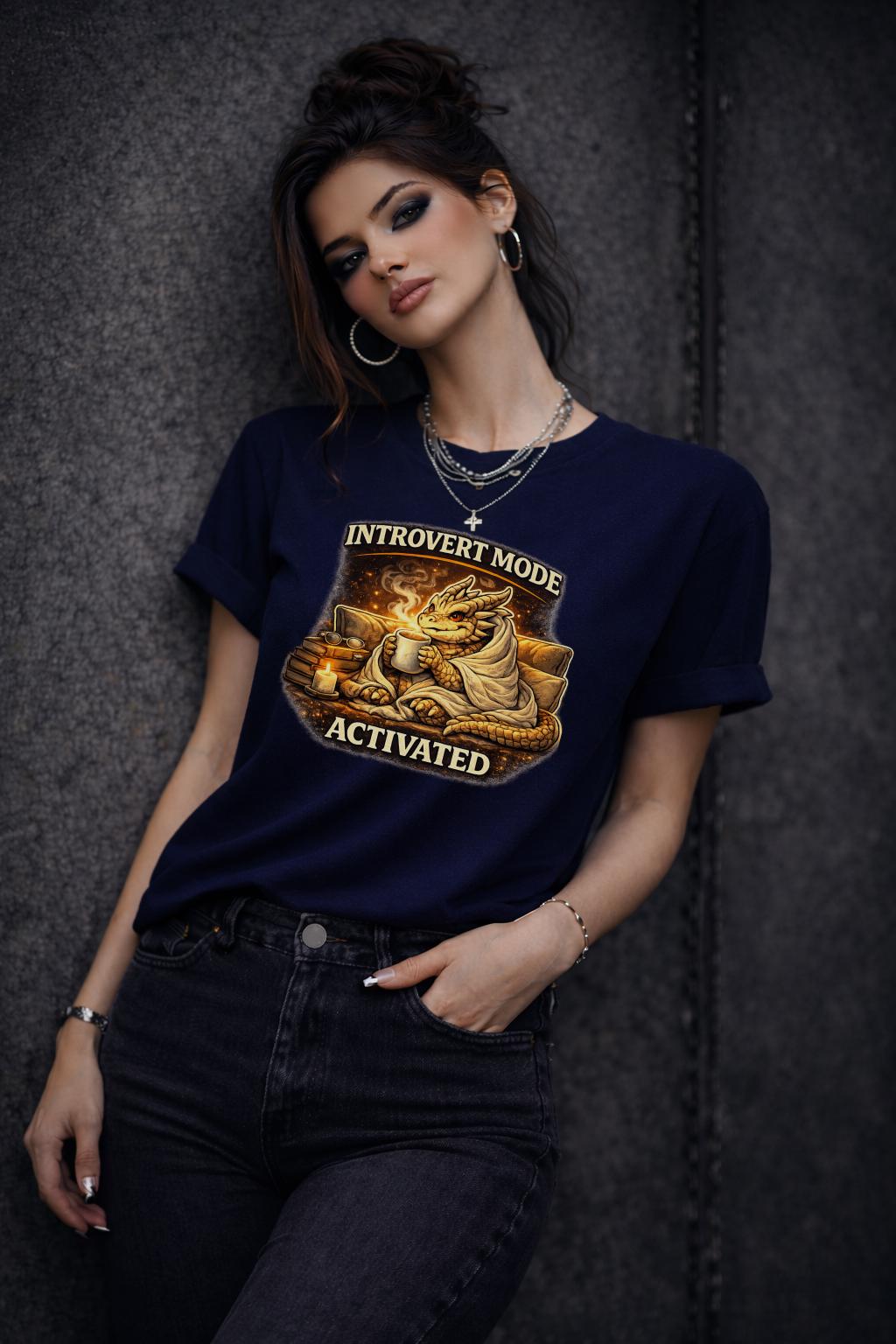 Introvert Mode Activated Shirt, Cozy Dragon Shirt, Introvert Shirt, Emotional Support Dragon Tee, Fantasy Dragon Shirt, Book Lover Gift