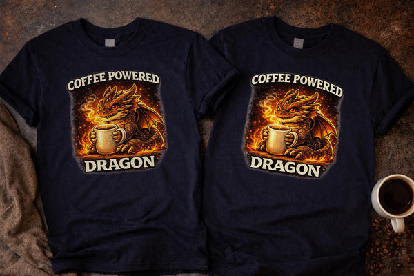 Coffee Powered Dragon Shirt, Funny Dragon Coffee Tee, Dragon Lover Shirt, Fantasy Dragon Shirt, Booktok Reader Tee, Coffee Lover Gift