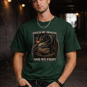 Touch My Dragon And We Fight Shirt, Funny Dragon Shirt, Fantasy Dragon Tee, Dragon Lover Shirt, Booktok Reader Tee, Fantasy Reader Gift