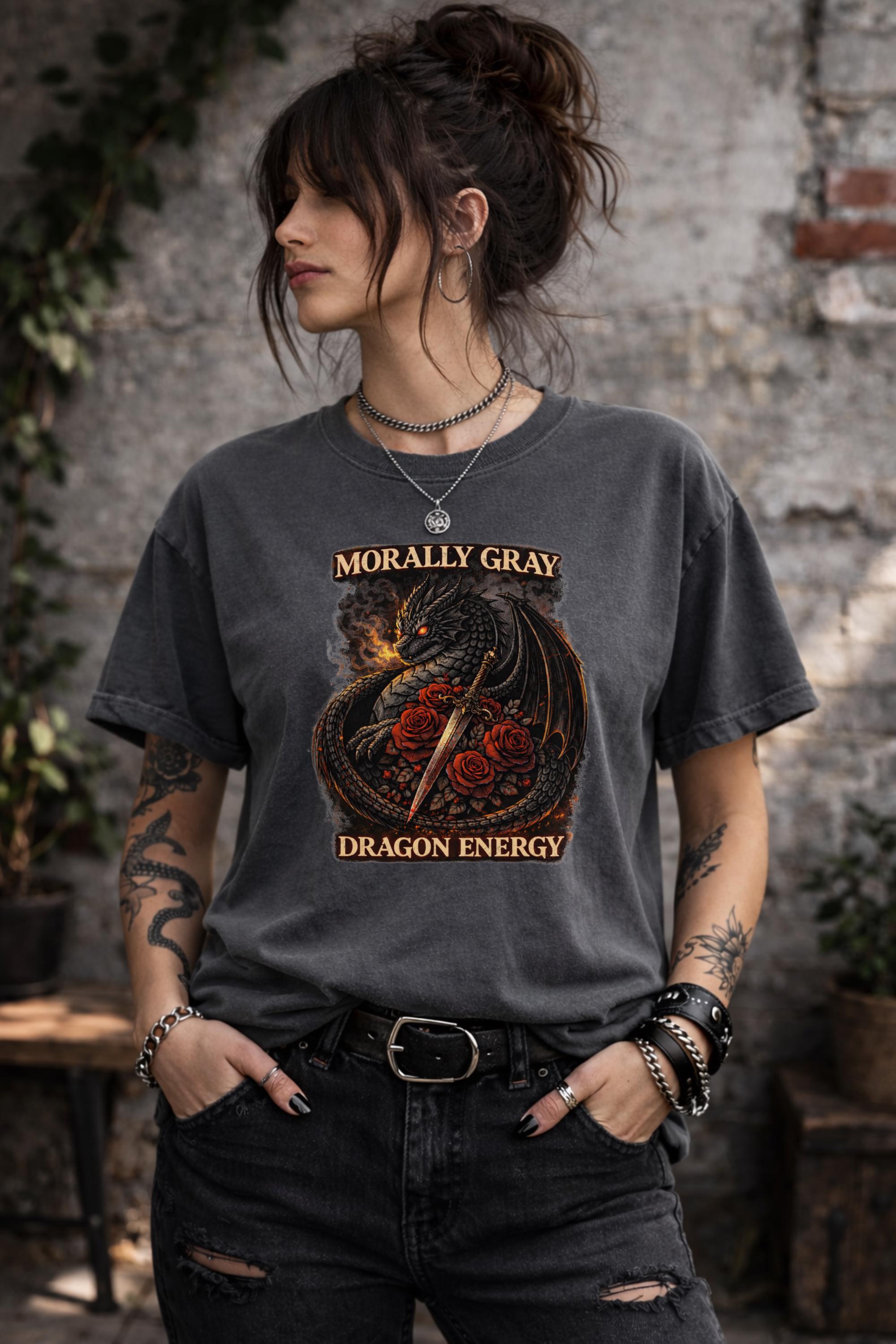 Morally Gray Dragon Energy Shirt, Dark Romance Dragon Tee, Fantasy Dragon Shirt, Booktok Reader Shirt, Dragon Lover Gift