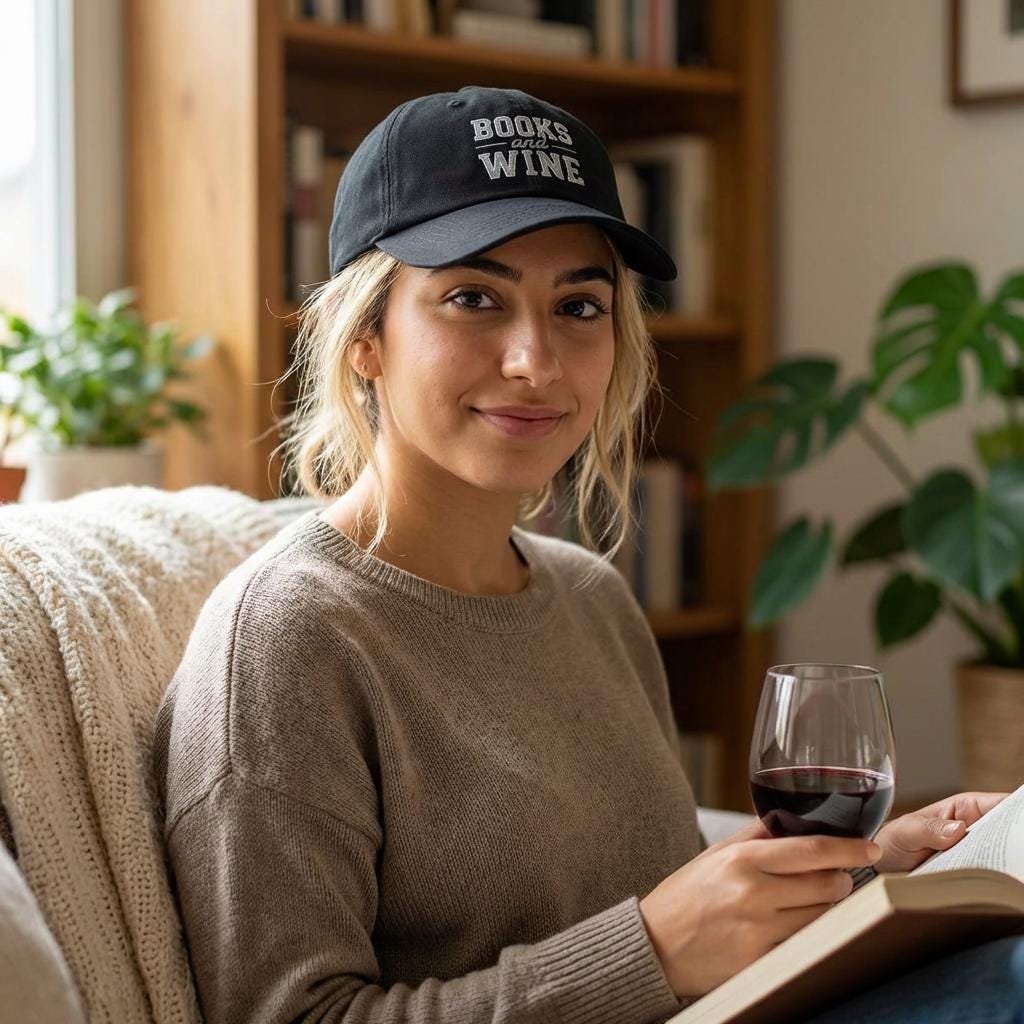 Books and Wine Classic Dad Cap | Literary Wine Lover Hat