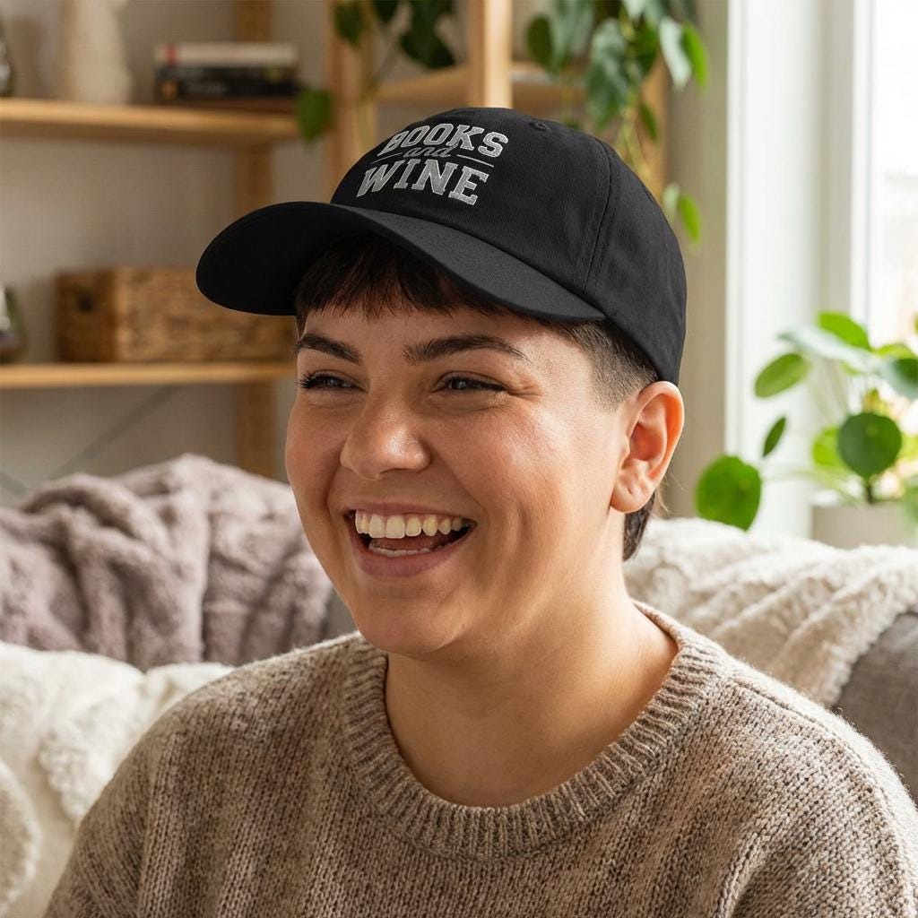 Books and Wine Classic Dad Cap | Literary Wine Lover Hat