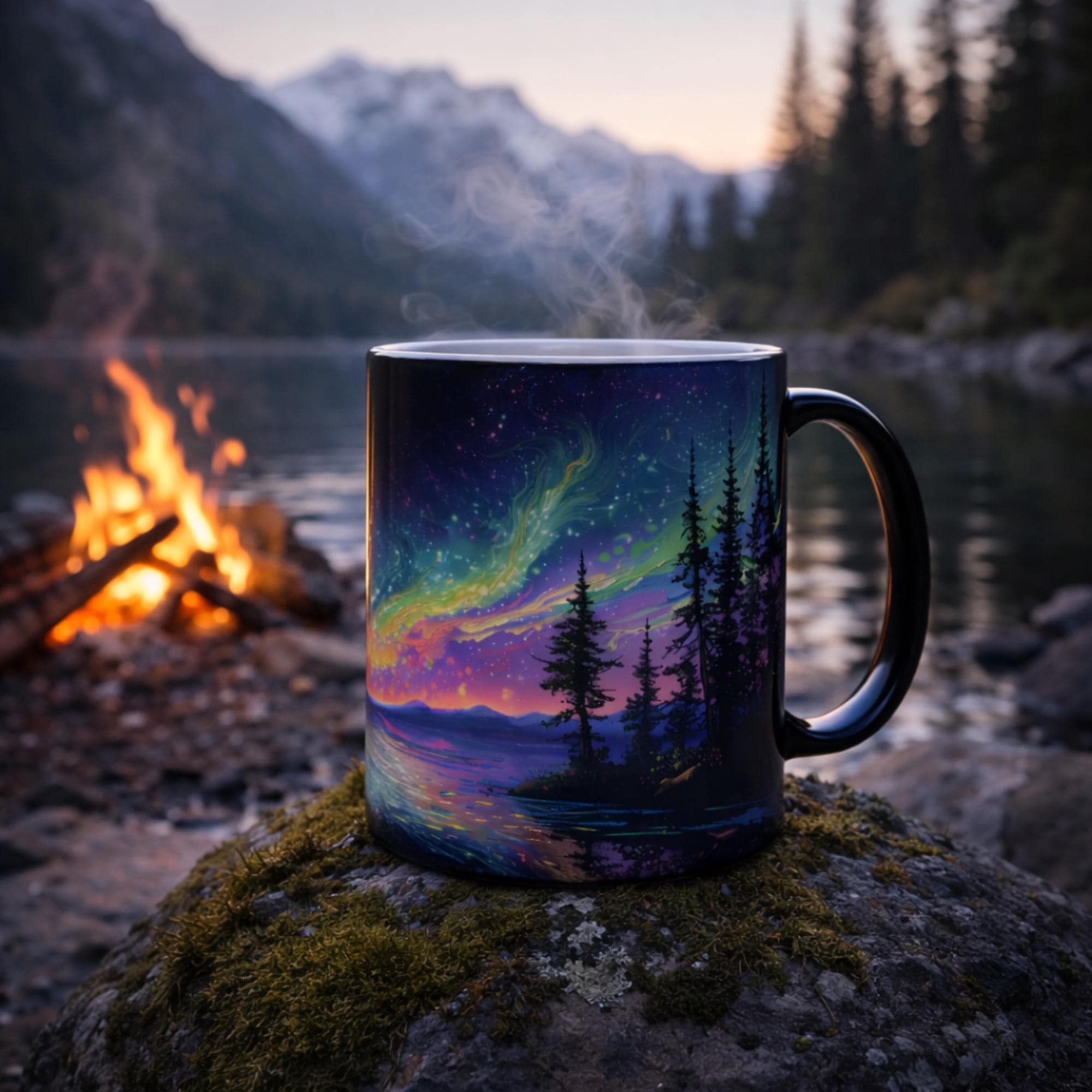 Magic Northern Lights Mug - Color Changing Ceramic - Scenic Night Sky Design - Great for Winter Season