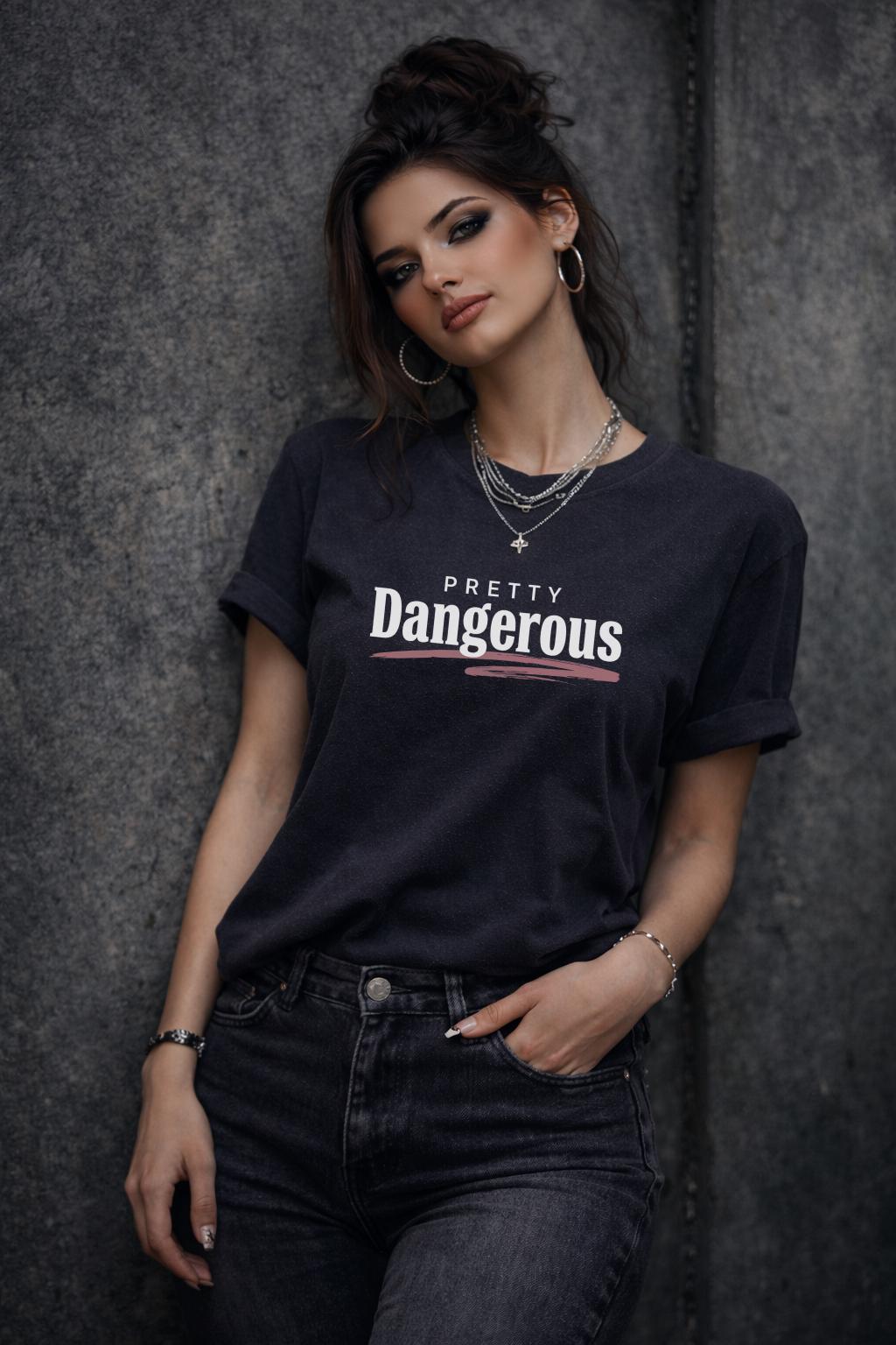Pretty Dangerous Graphic Tee for Women, Dark Feminine Aesthetic Shirt, Bold Statement T Shirt, Edgy Street Style Top