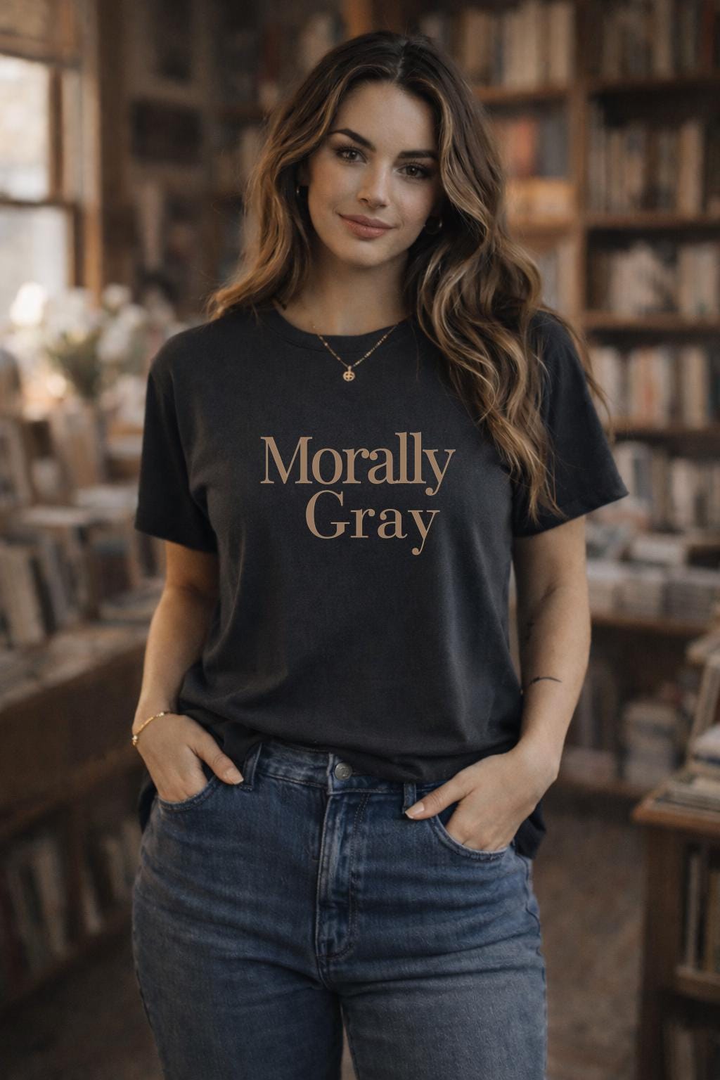 Morally Gray Shirt, Bookish Aesthetic Tee, Minimalist Reader Graphic T Shirt, Dark Academia Style Top