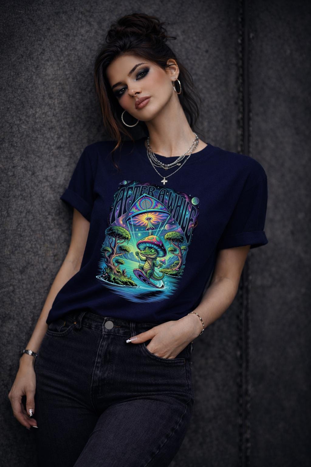 See You Later, After A While Crocodile Shirt, Psychedelic Tee, Trippy Mushroom Alligator T-Shirt, Surreal Festival Graphic
