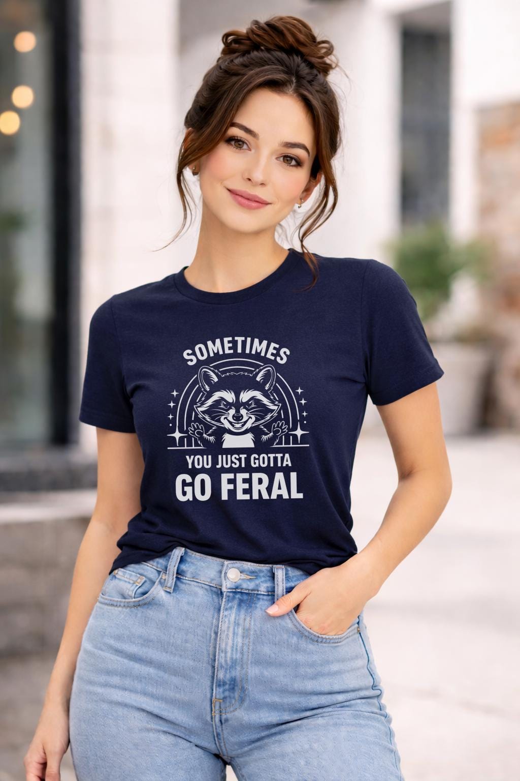 Mentally Feral Shirt, Funny Raccoon Graphic Tee, Chaotic Cute Meme T Shirt, Sassy Unhinged Humor Top