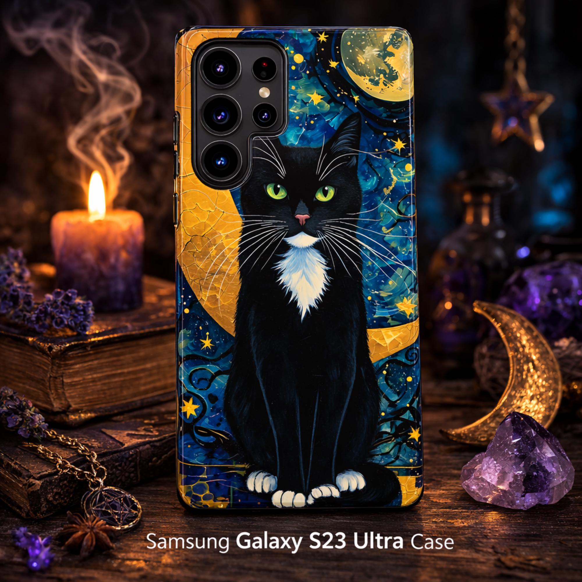 Black Cat Phone Case, Witchy Cat Phone Case, Moon Cat Case, Celestial Cat iPhone Case, Gothic Cat Samsung Case, Astrology Cat Pixel Case