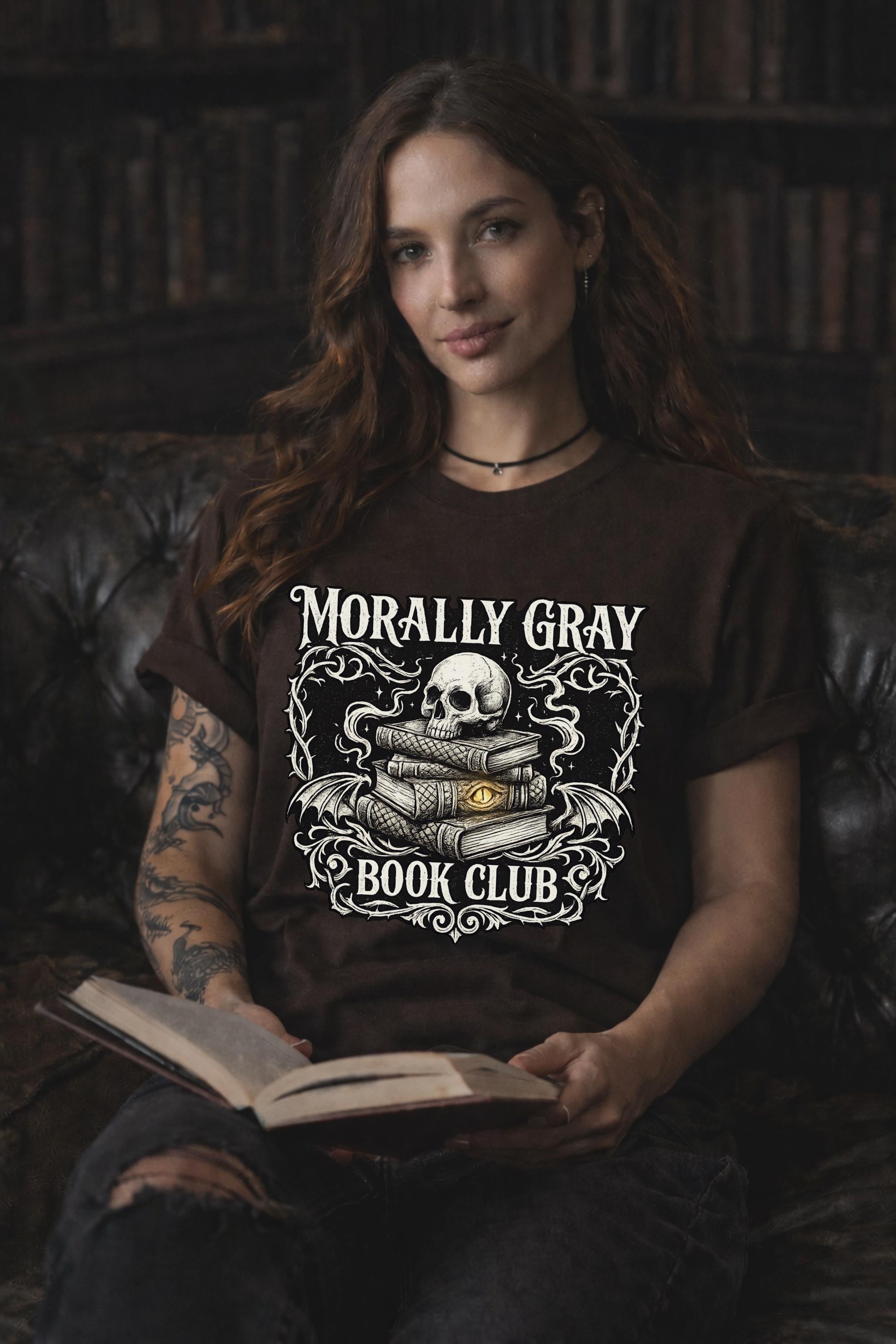 Morally Gray Book Club Shirt, Romantasy Reader Tee, BookTok Fantasy Reader Shirt, Dark Academia Book Lover Shirt, Dragon Book Graphic Tee