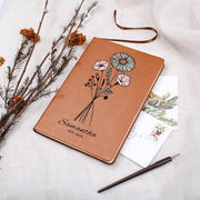 Personalized Floral Journal, Custom Name Notebook, Aesthetic Flower Journal, Gift for Her, Bridesmaid Gift, Custom Leather Notebook