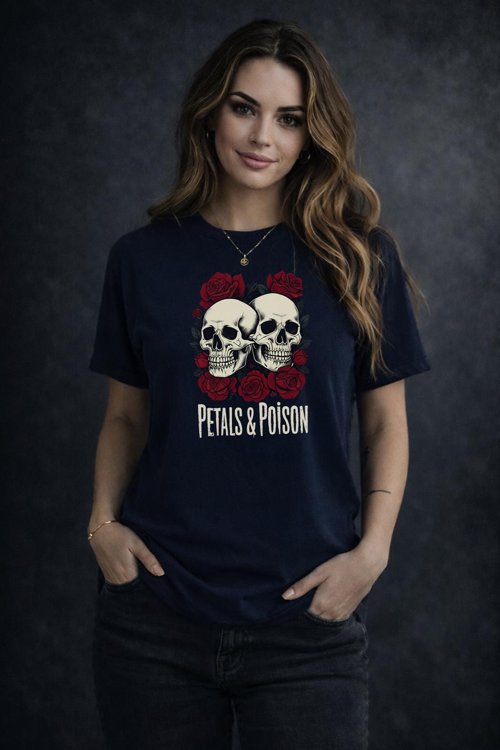 Petals & Poison Skull Shirt, Dark Romance Floral Graphic Tee, Moody Rose Aesthetic Top, Gothic Inspired Statement Shirt