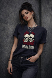 Petals & Poison Skull Shirt, Dark Romance Floral Graphic Tee, Moody Rose Aesthetic Top, Gothic Inspired Statement Shirt
