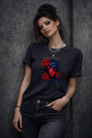 Thorned Heart Shirt, Dark Romance Anatomical Heart Tee, Gothic Rose Graphic Top, Moody Floral Aesthetic Shirt for Women