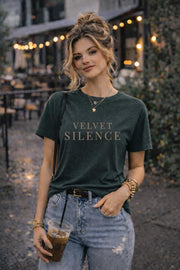 Velvet Silence Shirt, Minimalist Moody Aesthetic Tee, Dark Academia Typography Shirt, Quiet Luxury Graphic Tee, Unisex Relaxed Fit
