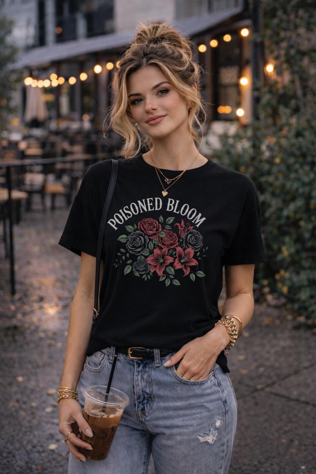 Poisoned Bloom Floral Shirt, Dark Romantic Flower Graphic Tee, Moody Botanical Aesthetic Top, Gothic Inspired Rose Shirt