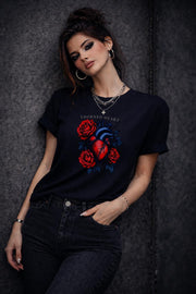 Thorned Heart Shirt, Dark Romance Anatomical Heart Tee, Gothic Rose Graphic Top, Moody Floral Aesthetic Shirt for Women