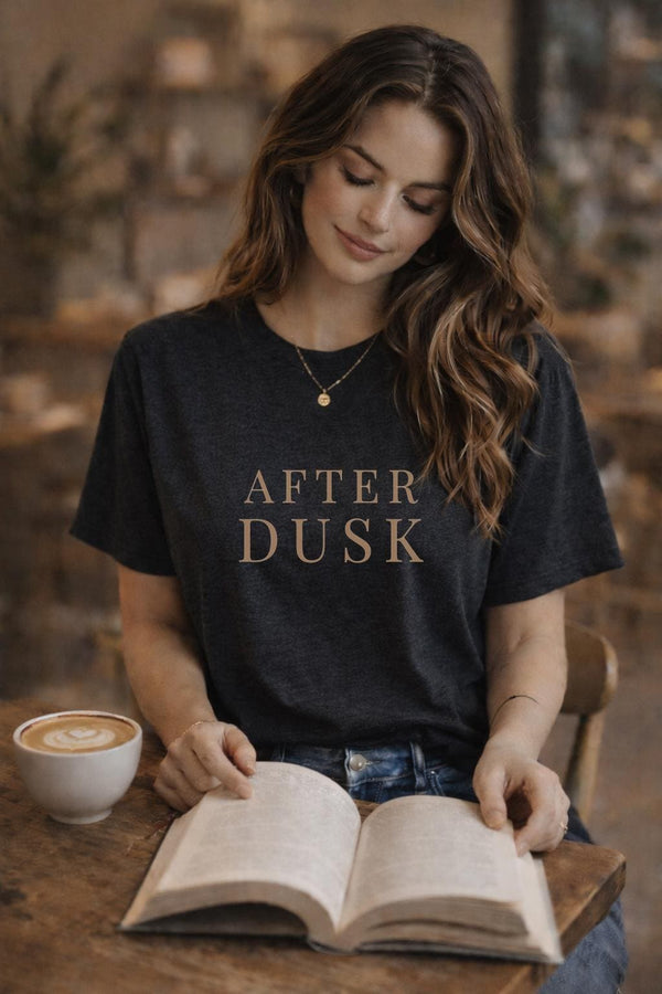 After Dusk Shirt, Minimalist Moody Aesthetic Tee, Literary Night Reader Shirt, Dark Academia Graphic Tee, Unisex Relaxed Fit