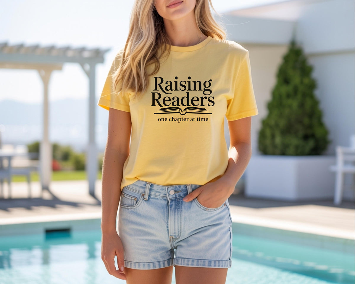 Raising Readers – One Chapter at a Time – Bookish Mom Shirt – Literary Mother’s Day Gift – Teacher Gift Tee