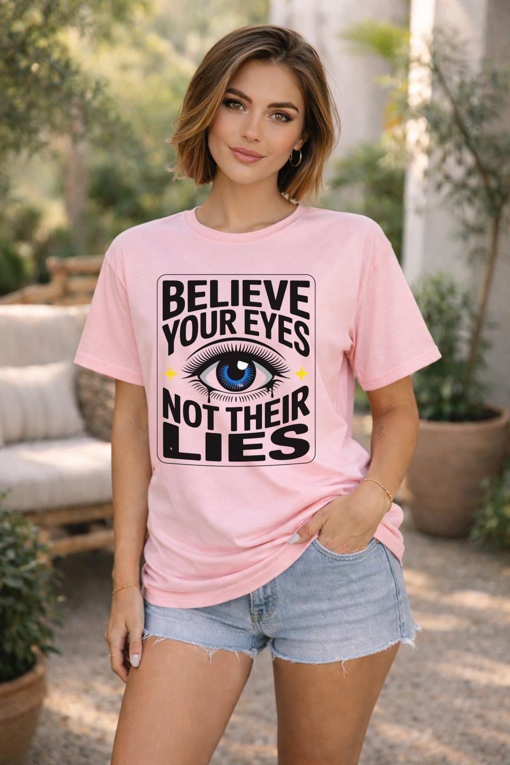 Believe Your Eyes Not Their Lies Shirt – Political Statement Tee – Empowerment Graphic – Truth Quote Shirt – Intuition Aesthetic Top
