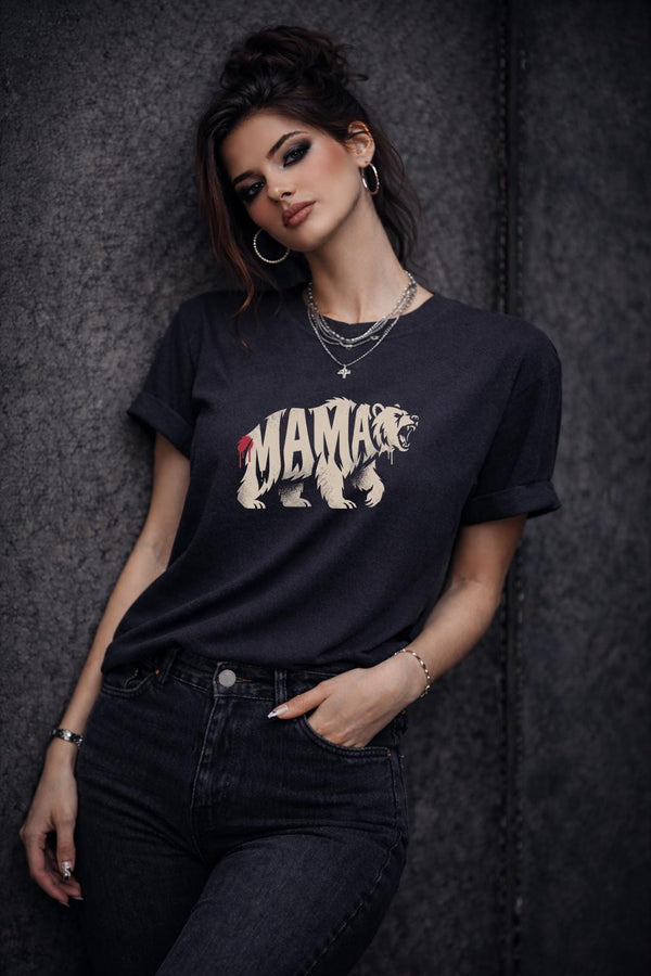Mama Bear Shirt – Fierce Mom Graphic Tee – Strong Mom Shirt – Motherhood Statement Top – Trendy Mama T-Shirt Gift for Mom