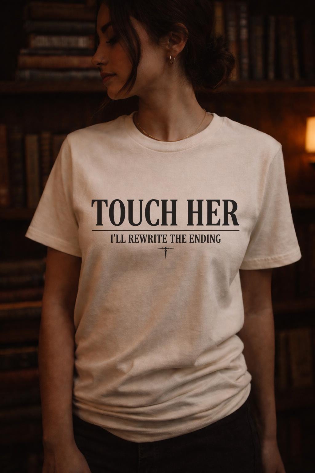 Touch Her I’ll Rewrite the Ending Shirt, Dark Romance Graphic Tee, Morally Gray Bookish Top, Protective Feminine Statement Shirt