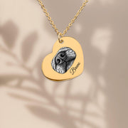 custom dog necklace with engraved nose detail and optional message on back of charm