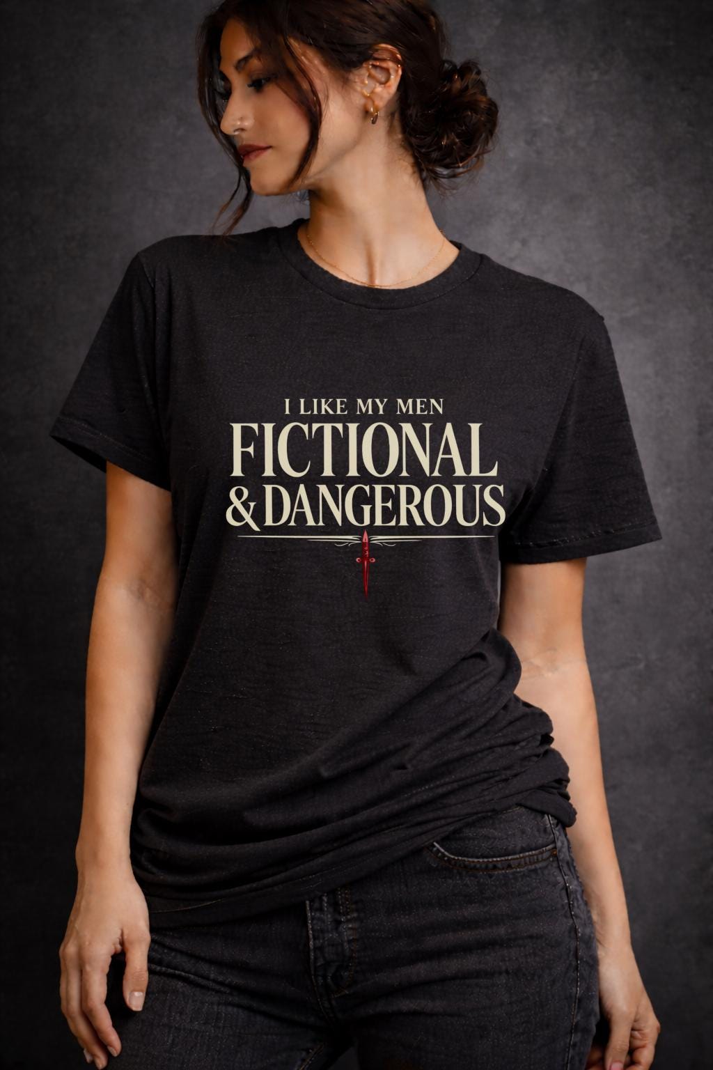 I Like My Men Fictional & Dangerous Shirt, Dark Romance Reader Tee, BookTok Romance Shirt, Villain Lover Tee, Gothic Book Lover Gift