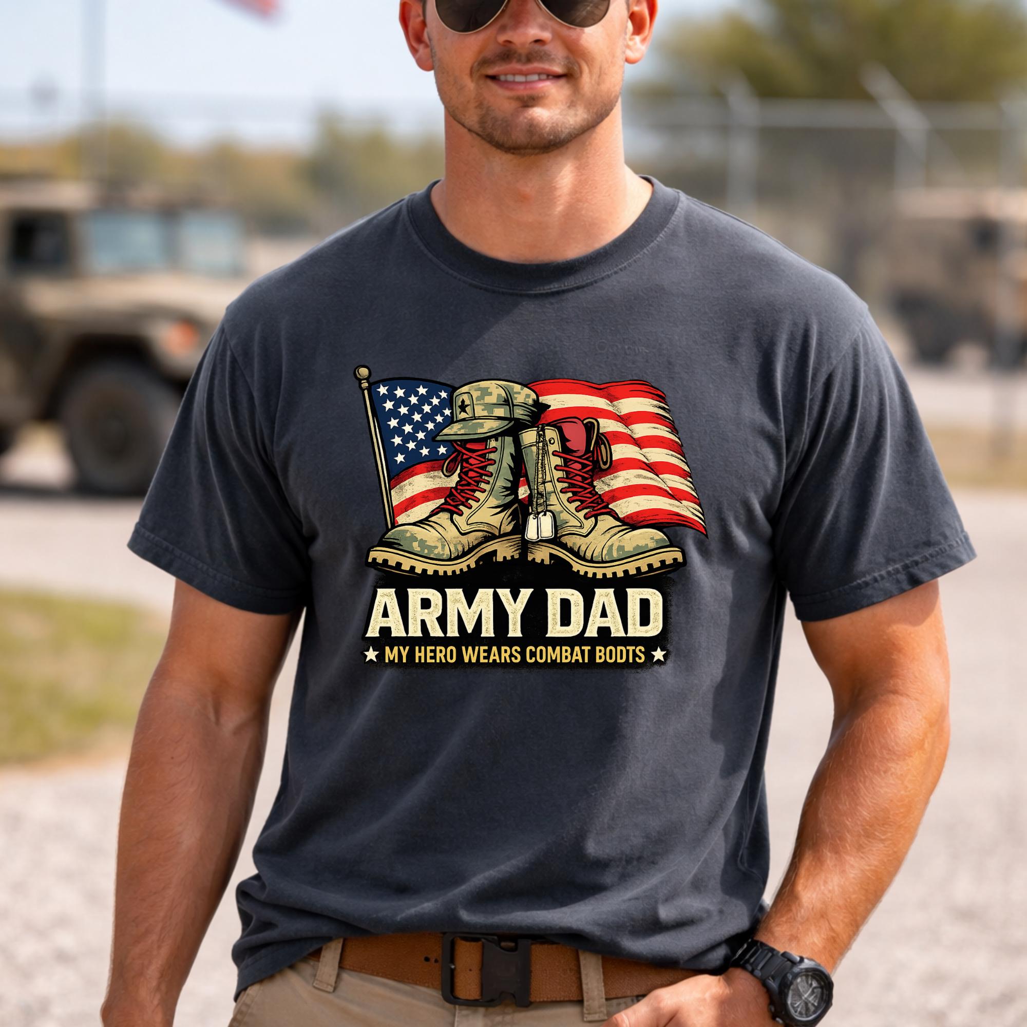 Army Mom Shirt, Military Mom Gift, Army Dad Gift Idea, My Hero Wears Combat Boots Tee, Patriotic Family Shirt, Military Family Gift
