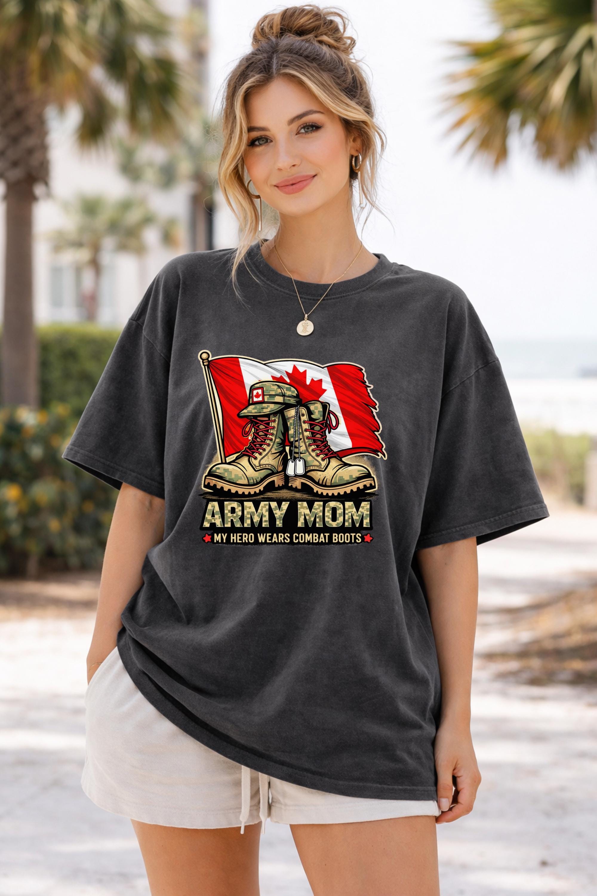 Canadian patriotic shirt flat lay with combat boots graphic design