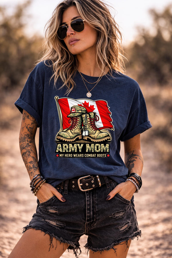 Canadian Military Shirt for Mom or Dad, Patriotic Gift Idea, Combat Boots Graphic Tee, Family Support Apparel, Canada Pride Clothing