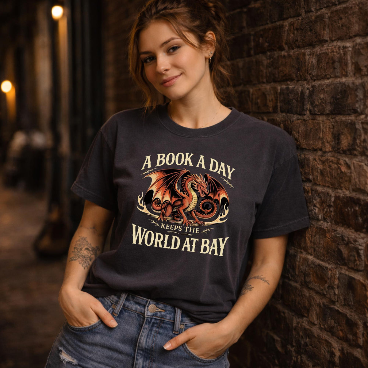 fantasy themed t-shirt with bold dragon design, ideal for booktok reader style