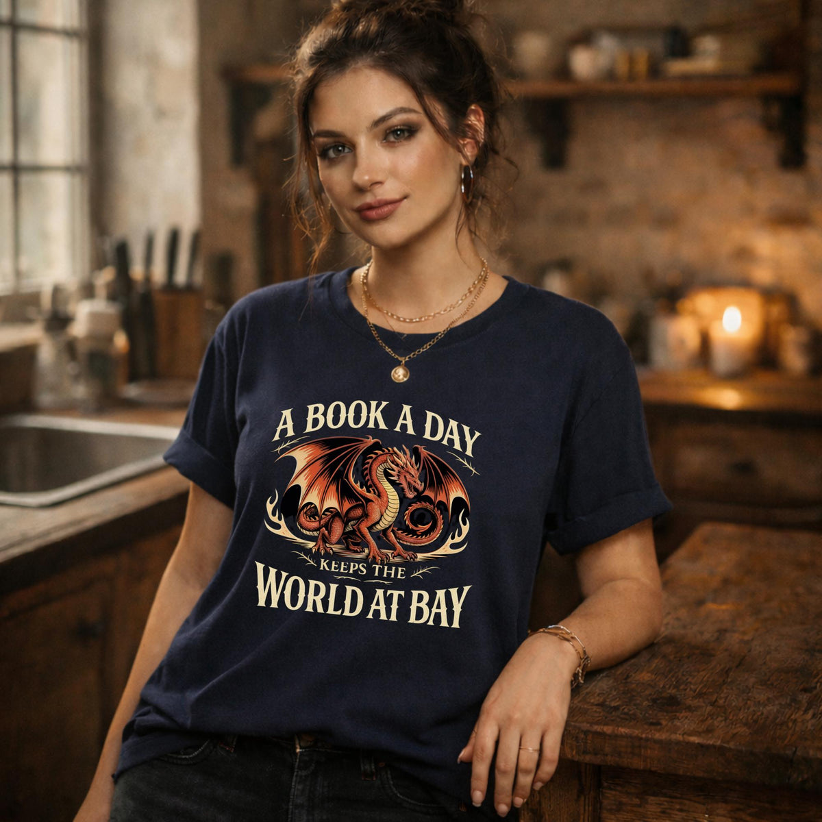 dragon comfort color shirt, dark academia style t-shirt with dragon artwork, perfect for readers and fantasy fans