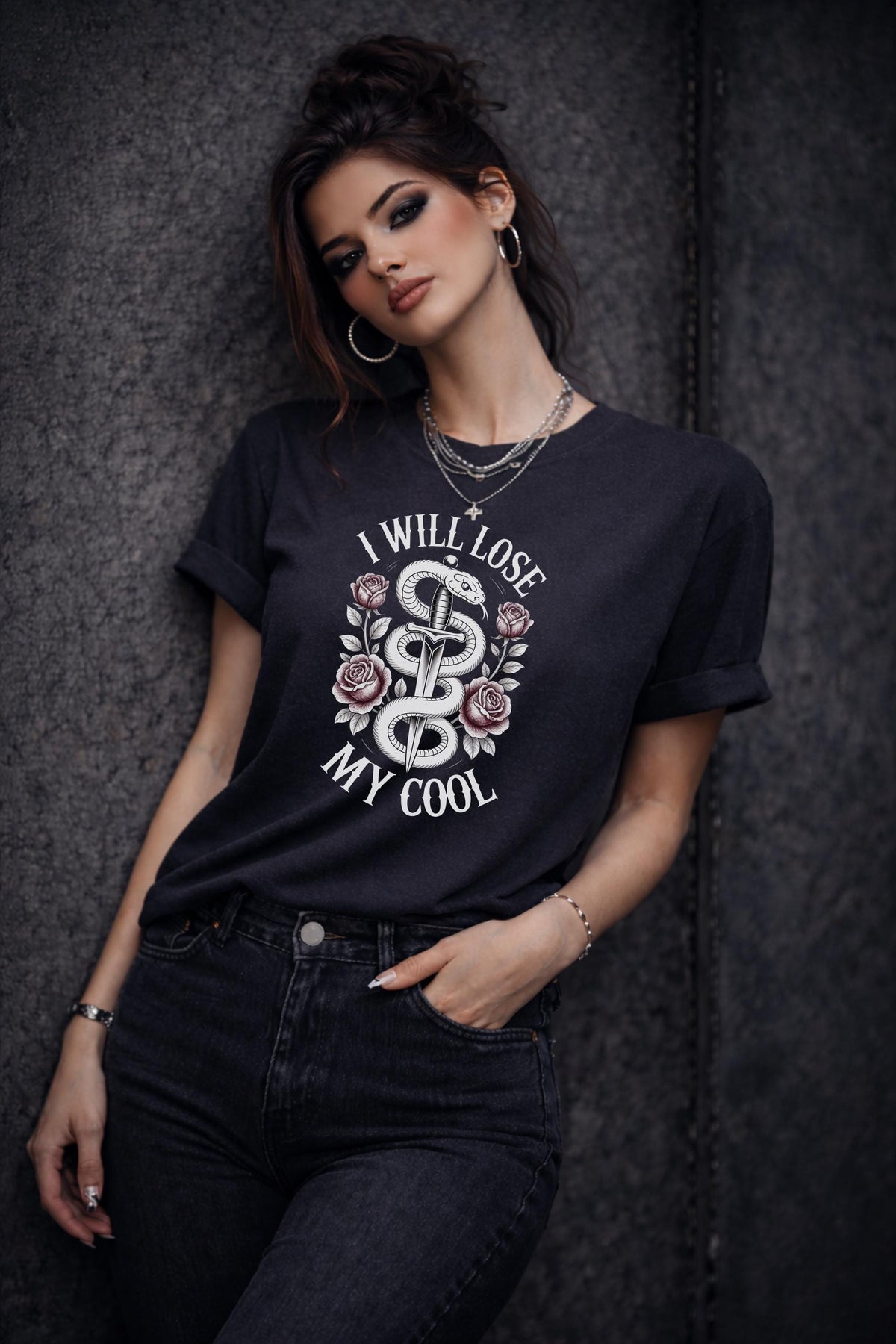 I Will Lose My Cool Shirt, Snake Dagger Tee, Dark Romance Aesthetic Shirt, Gothic Rose Graphic Tee, Alternative Fashion Top