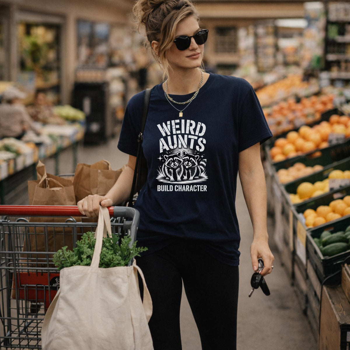 Funny Aunt Shirt, Weird Aunts Build Character Raccoon Tee Funny Mom Shirt Weird Moms Build Character Cool Aunt Gift Funny Mom Gift