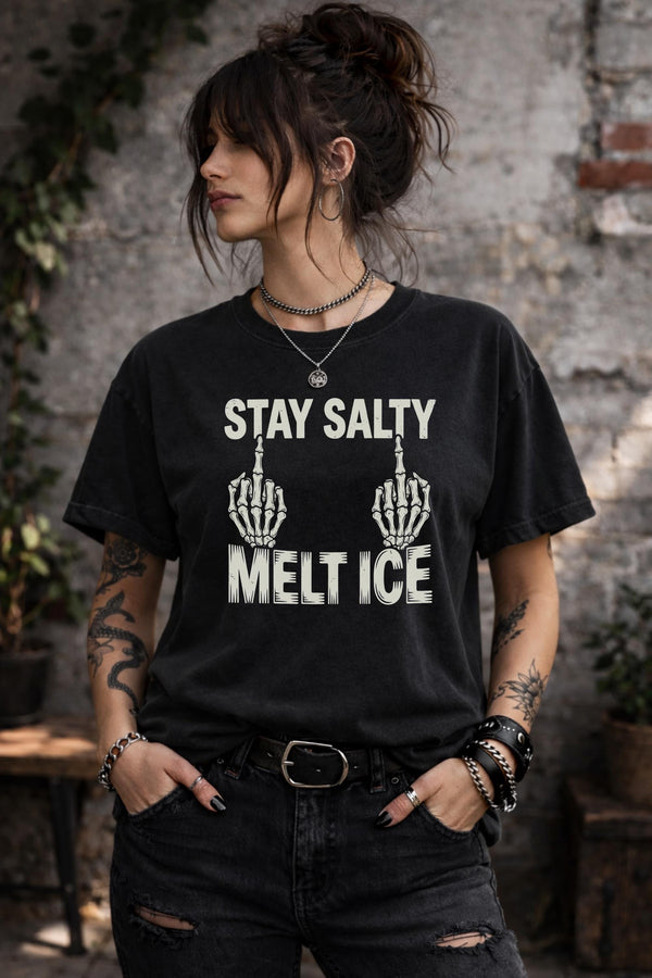 Sarcastic Graphic Tee, Stay Salty Melt Ice Shirt, Edgy Humor Shirt, Punk Aesthetic Tee, Rebel Statement Shirt, Comfort Colors T-Shirt