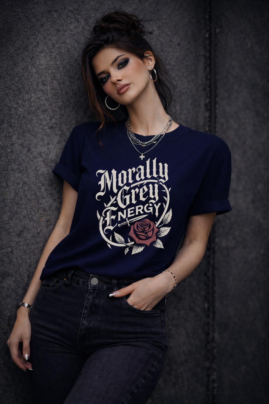 Morally Grey Energy Shirt, Dark Romance Shirt, Gothic Romance Tee, Booktok Reader Shirt, Dark Feminine Aesthetic Shirt, Romance Reader Gift